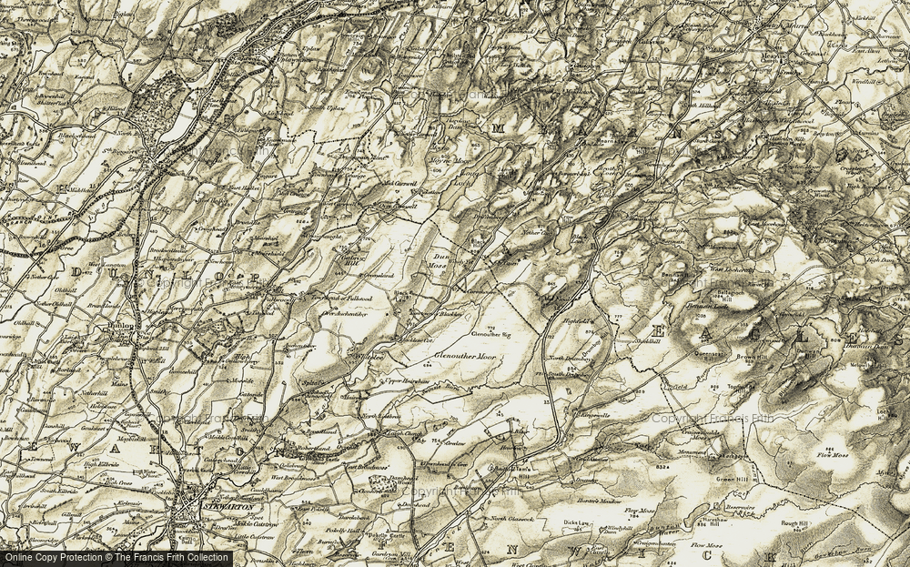 Old Map of Historic Map covering Blacklawhill in 1905-1906