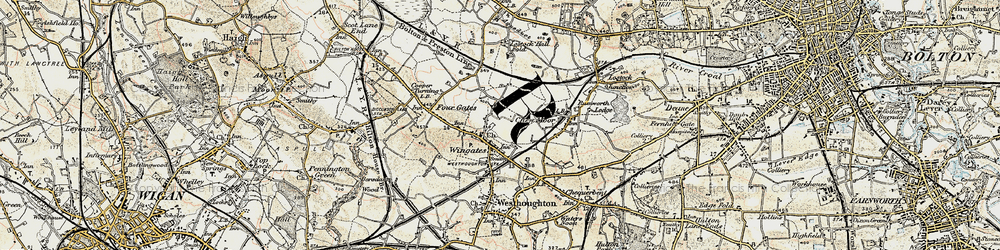 Old map of Wingates in 1903