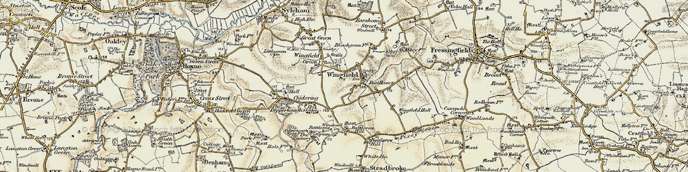 Old map of Wingfield in 1901-1902