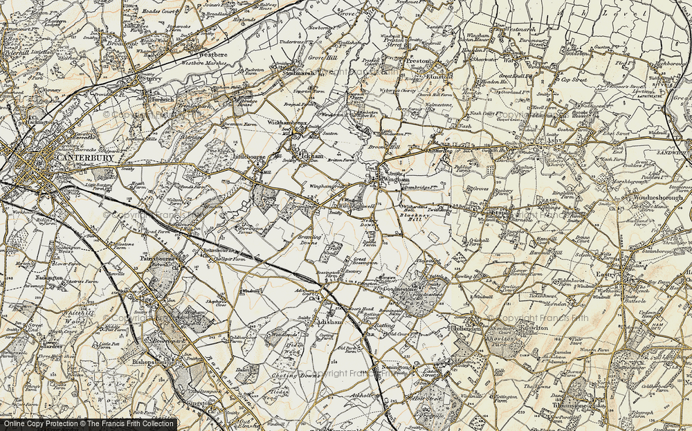 Old Map of Wingham Well, 1898-1899 in 1898-1899