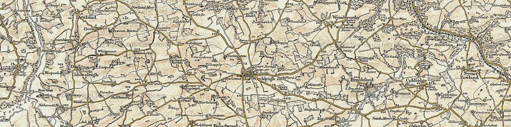 Old map of Winkleigh in 1899-1900