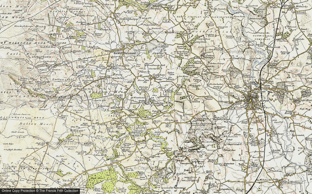 Old Map of Historic Map covering Winksley Banks in 1903-1904