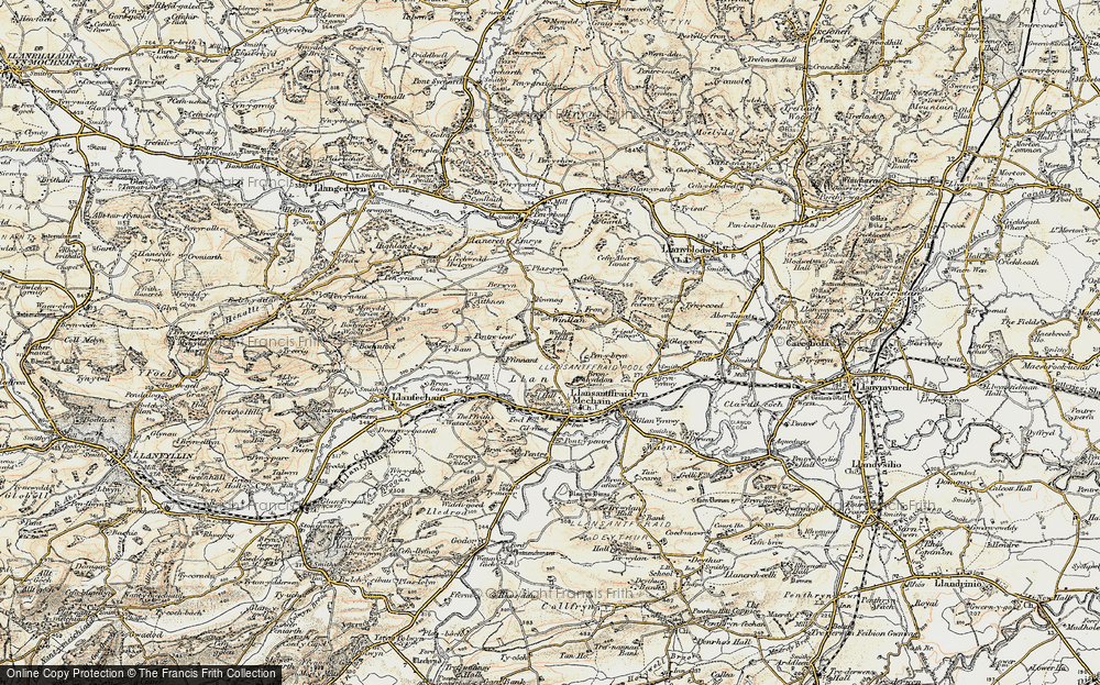 Old Map of Historic Map covering Winllan Hill in 1902-1903