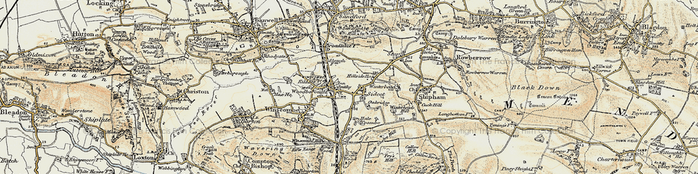 Old map of Winscombe in 1899-1900