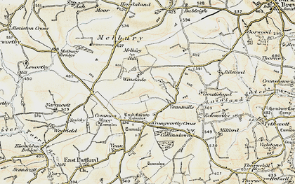 Old map of Wrangworthy Cross in 1900