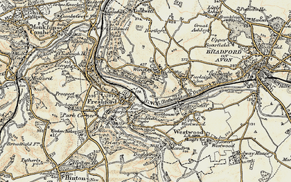 Old map of Winsley in 1898-1899