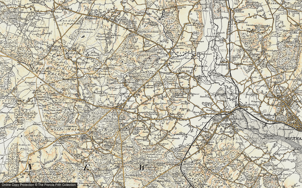 Old Map of Historic Map covering Bartley Grange in 1897-1909