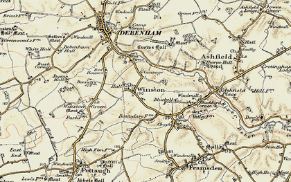Old map of Winston Grange in 1898-1901