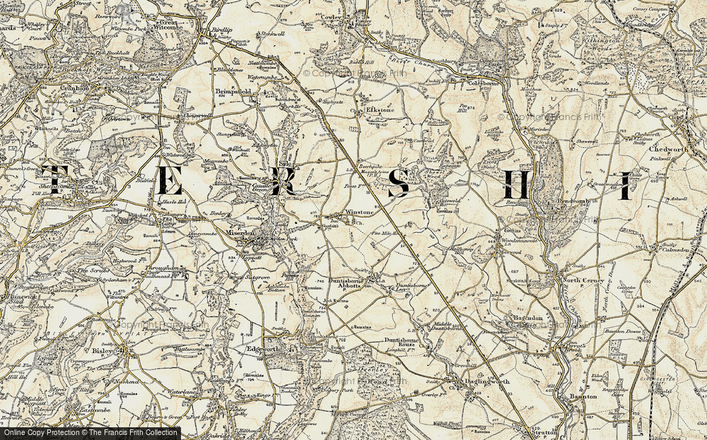 Old Map of Winstone, 1898-1899 in 1898-1899