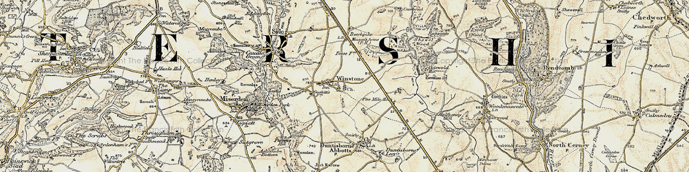 Old map of Winstone in 1898-1899