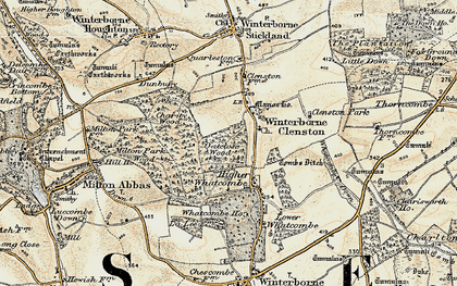 Old map of Whatcombe Wood in 1897-1909