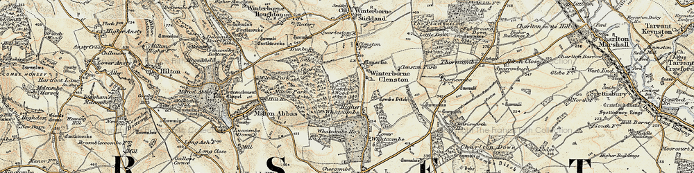 Old map of Whatcombe Wood in 1897-1909