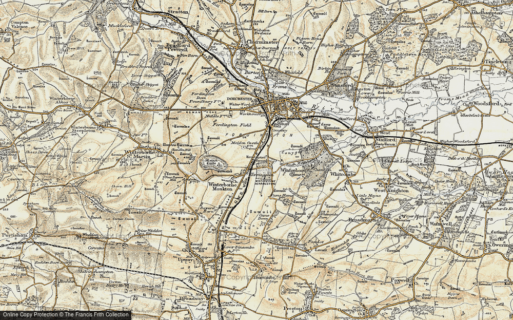 Old Map of Historic Map covering Winterbourne Faringdon Village in 1899