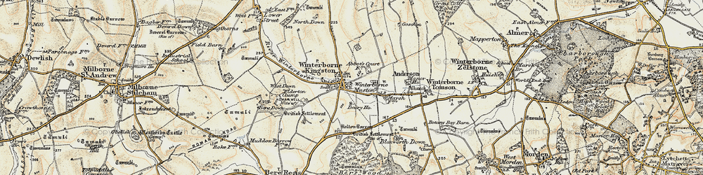 Old map of Winterborne Kingston in 1897-1909