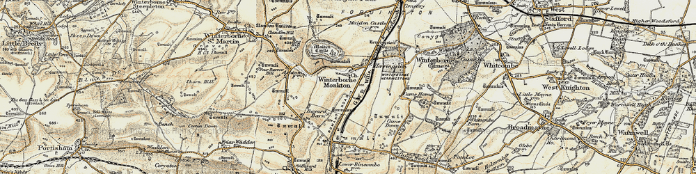 Old map of Winterborne Monkton in 1899