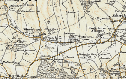 Old map of Winterborne Muston in 1897-1909