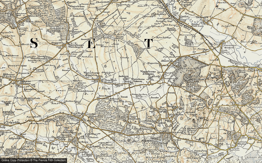 Old Map of Winterborne Tomson, 1897-1909 in 1897-1909