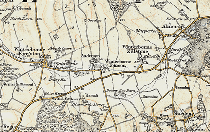 Old map of Winterborne Tomson in 1897-1909