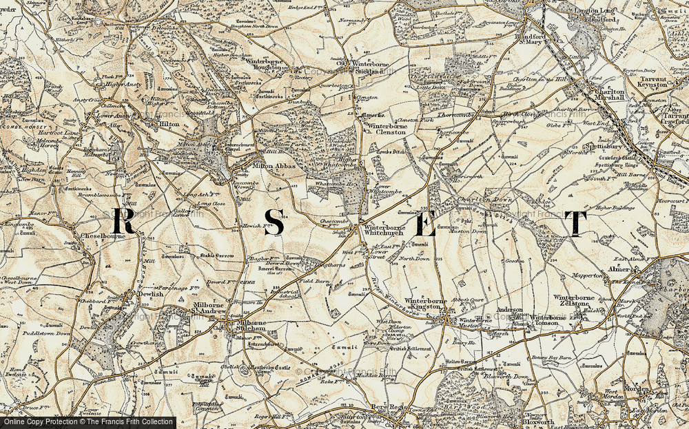 Old Map of Winterborne Whitechurch, 1897-1909 in 1897-1909