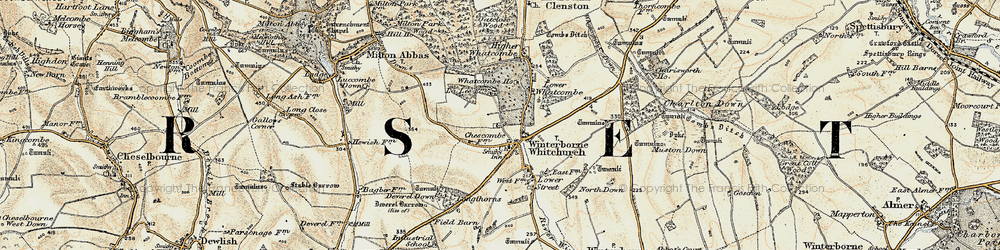 Old map of Winterborne Whitechurch in 1897-1909
