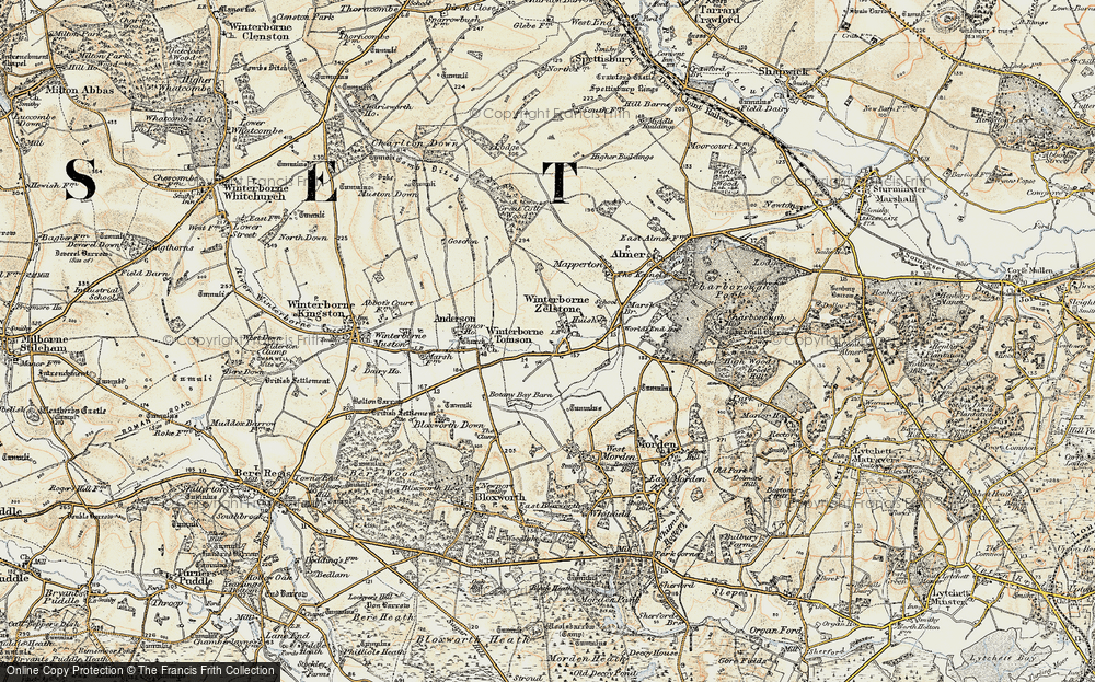 Old Map of Winterborne Zelston, 1897-1909 in 1897-1909