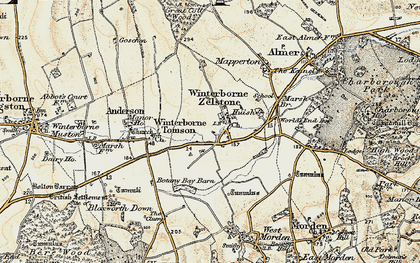 Old map of Winterborne Zelston in 1897-1909