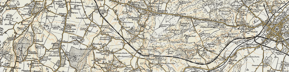 Old map of Winterbourne in 1897-1898