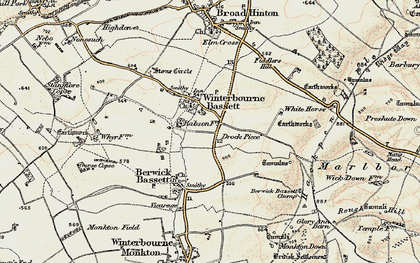 Old map of Winterbourne Bassett in 1898-1899