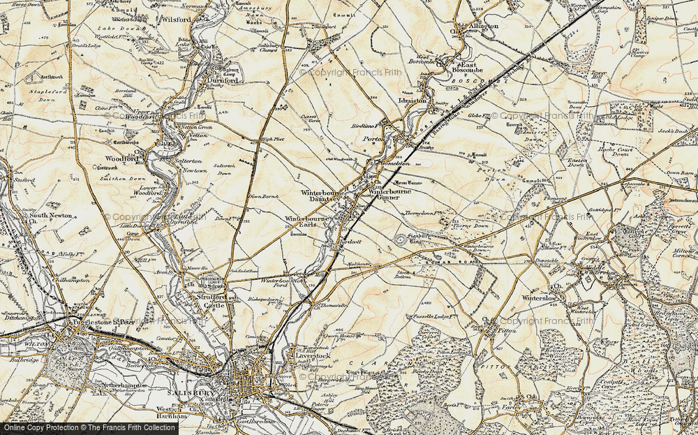 Old Map of Winterbourne Dauntsey, 1897-1899 in 1897-1899