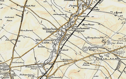 Old map of Winterbourne Dauntsey in 1897-1899