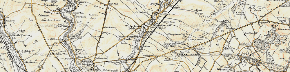 Old map of Winterbourne Earls in 1897-1899