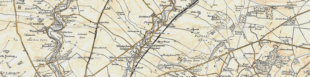 Old map of Winterbourne Gunner in 1897-1899