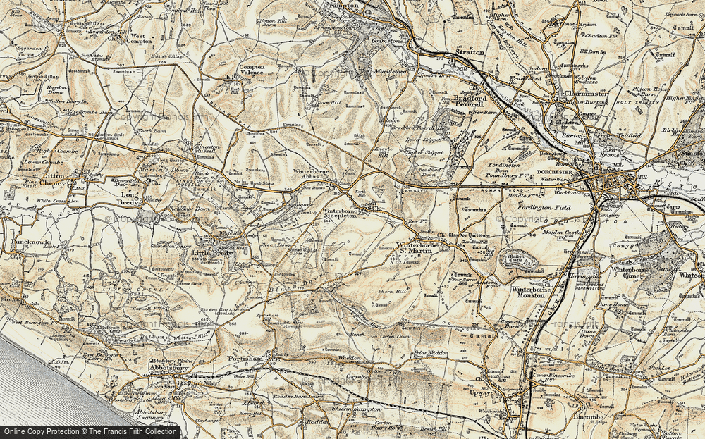 Old Map of Winterbourne Steepleton, 1899 in 1899