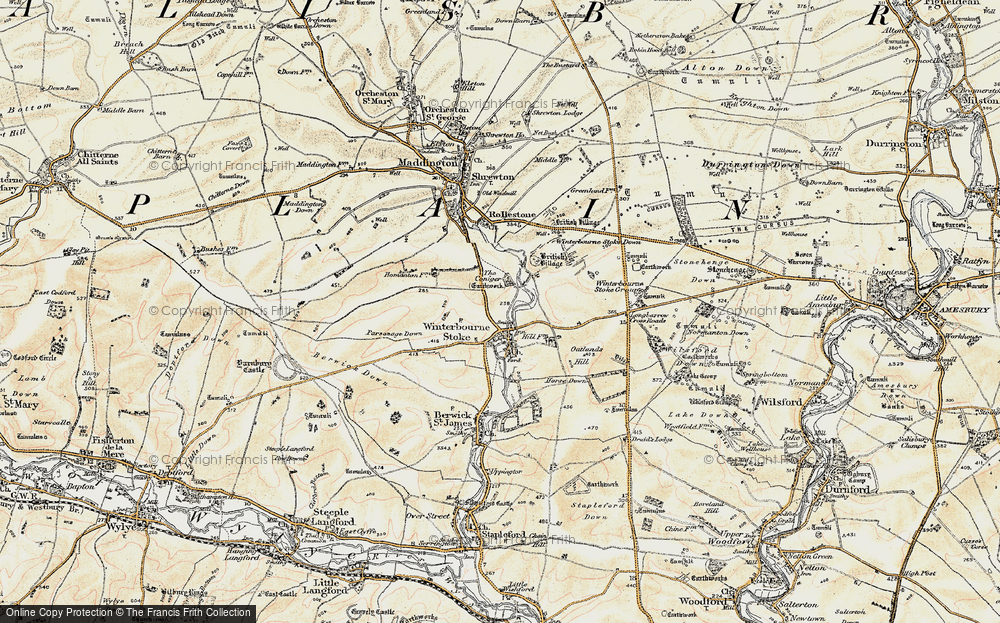 Old Map of Historic Map covering Winterbourne Stoke Group in 1897-1899