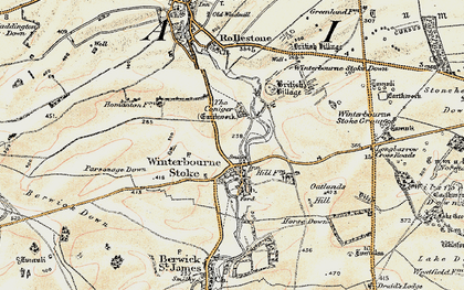 Old map of Winterbourne Stoke in 1897-1899