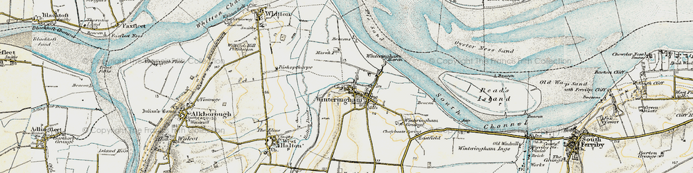 Old map of Winteringham Haven in 1903-1908
