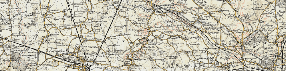 Old map of Winterley in 1902-1903