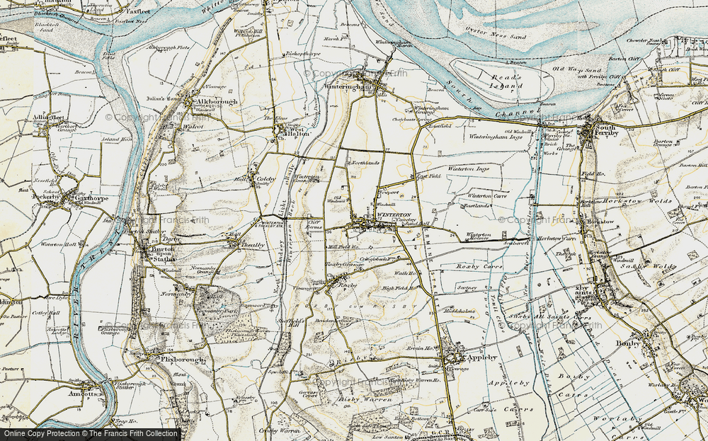 Old Map of Historic Map covering Winterton Ings in 1903-1908