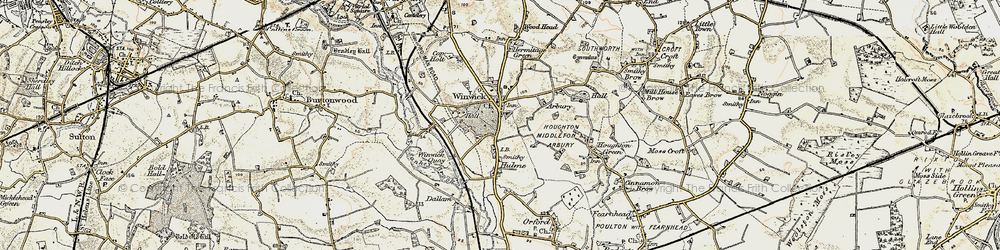 Old map of Winwick in 1903