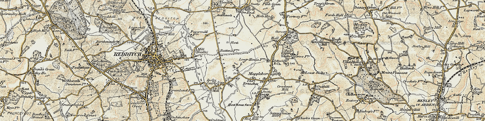 Old map of Winyates in 1901-1902