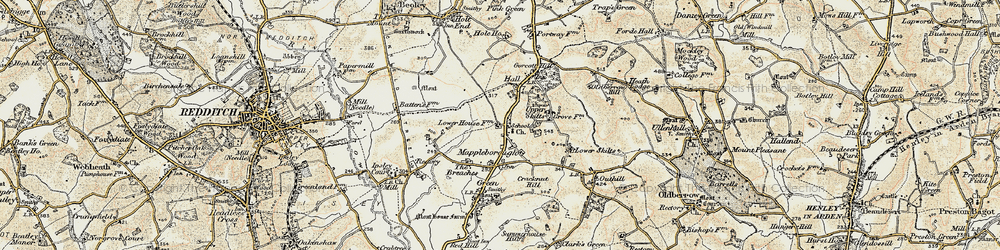 Old map of Winyates Green in 1901-1902