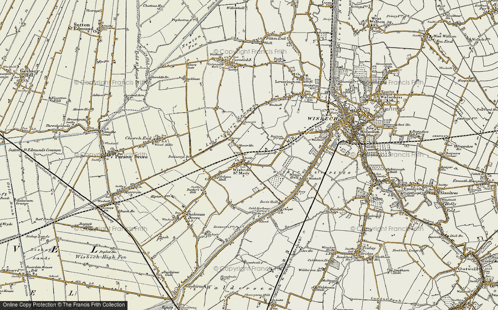 Old Map of Historic Map covering Leverington Common in 1901-1902