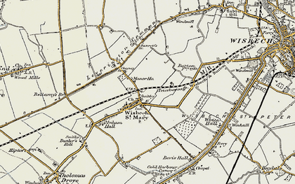 Old map of Leverington Common in 1901-1902