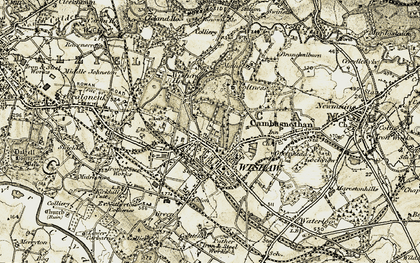 Old map of Wishaw in 1904-1905