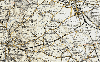 Old map of Wistaston in 1902