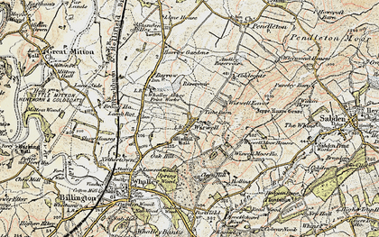 Old map of Wiswell Moor Houses in 1903-1904