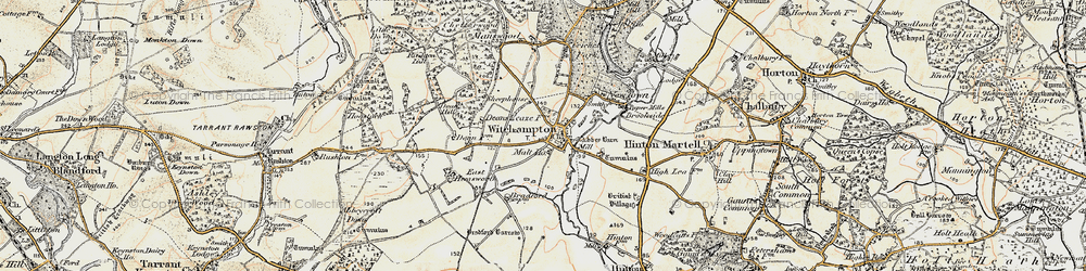 Old map of Witchampton in 1897-1909