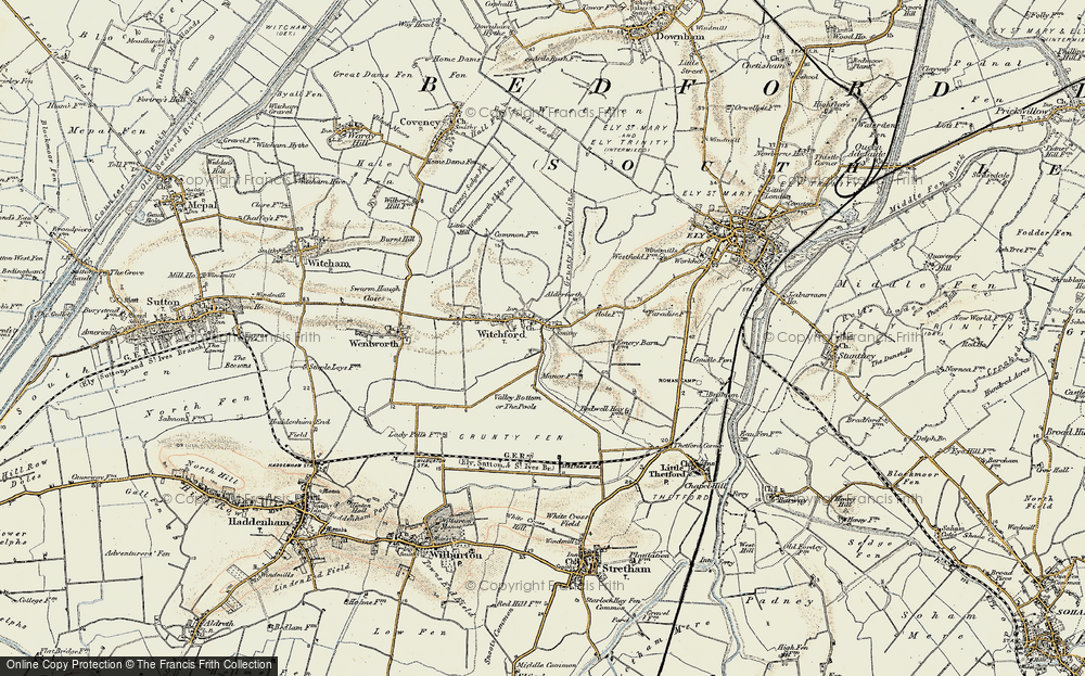 Old Map of Historic Map covering Grunty Fen Drain in 1901