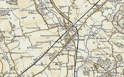 Old map of Witham in 1898-1899