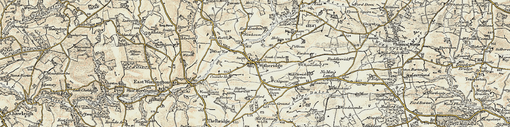 Old map of Witheridge in 1899-1900